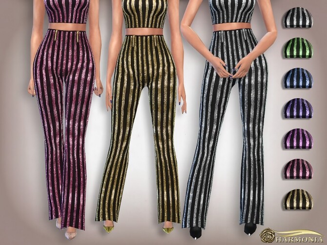 Sims 4 Sequin High waisted Flare Pants by Harmonia at TSR