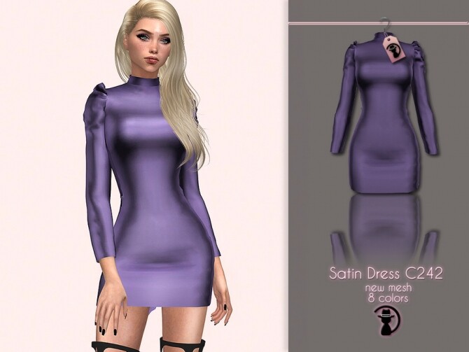 Sims 4 Satin Dress C242 by turksimmer at TSR