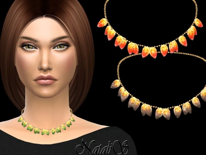 Sims 4 Glass leaves necklace by NataliS at TSR
