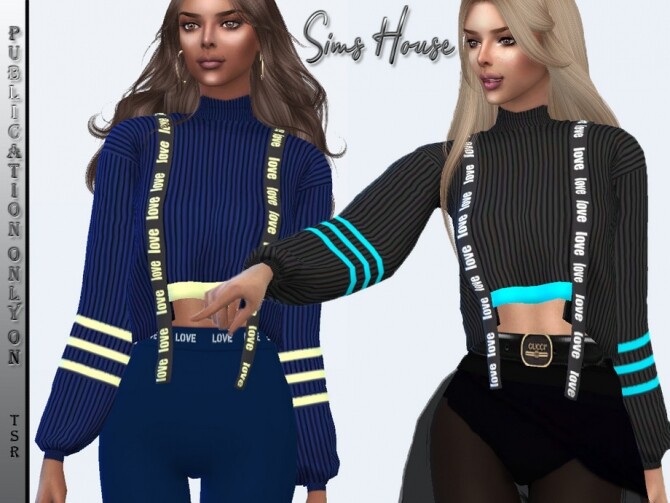 Sims 4 Sweater with ribbons by Sims House at TSR