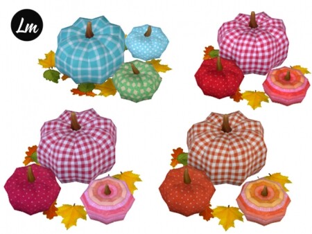 Fabric pumpkins in 6 swatches by Lucy Muni at TSR
