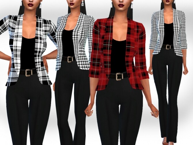 Sims 4 Plaid Patterned Blazer Jackets by Saliwa at TSR