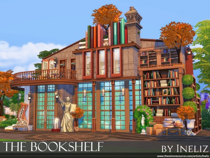 Sims 4 The Bookshelf library by Ineliz at TSR