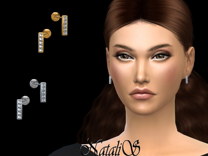 Sims 4 Diamond bar earrings by NataliS at TSR