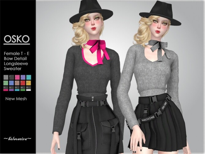 Sims 4 OSKO Bow Sweater by Helsoseira at TSR