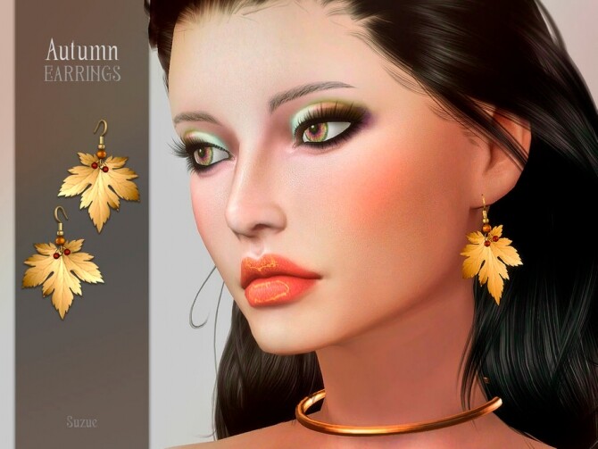 Sims 4 Autumn Earrings by Suzue at TSR
