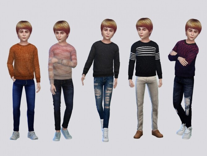 Sims 4 Autumn Block Sweaters Boys by McLayneSims at TSR