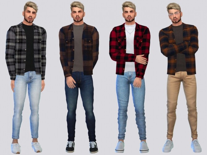 Rustique Flannel Shirts by McLayneSims at TSR » Sims 4 Updates