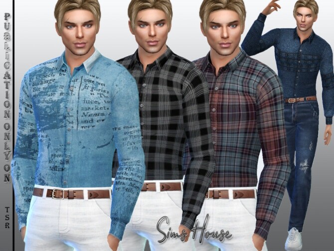 Sims 4 Long sleeve tucked shirt by Sims House at TSR