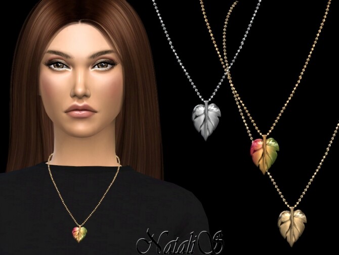 Sims 4 Autumn leaf pendant by NataliS at TSR