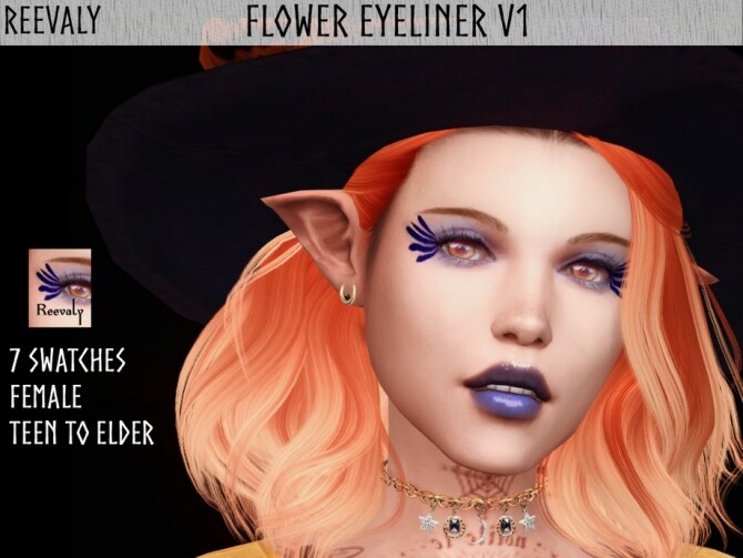 Sims 4 Flower Eyeliner V1 by Reevaly at TSR