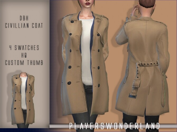 Sims 4 DBH Civilian Coat by PlayersWonderland at TSR