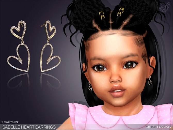 Sims 4 Isabelle Heart Earrings For Toddlers by feyona at TSR