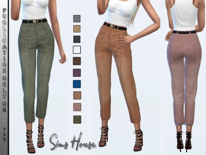 Sims 4 Womens Eco Suede Pants by Sims House at TSR