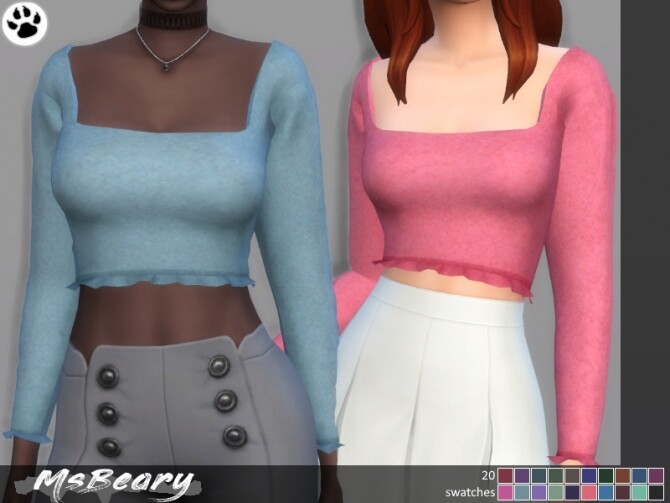 Sims 4 Princess Square Necked Top by MsBeary at TSR
