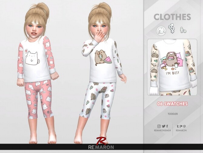 Sims 4 Cats PJ Sweater for Toddler 01 by remaron at TSR