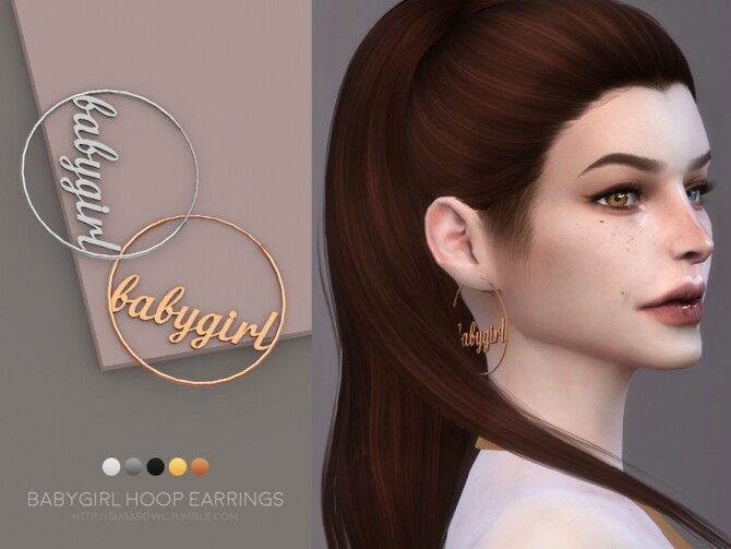 Sims 4 Babygirl hoop earrings by sugar owl at TSR