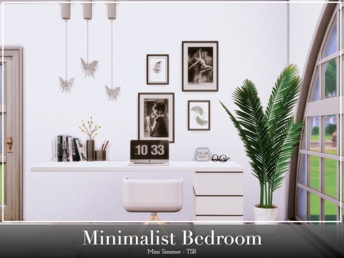 Sims 4 Minimalist Bedroom by Mini Simmer at TSR