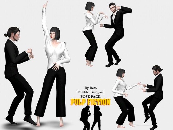 Sims 4 Pulp Fiction Pose Pack by Beto ae0 at TSR
