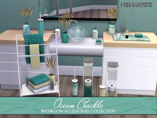 Sims 4 Ocean Crackle Bathroom Acc by neinahpets at TSR