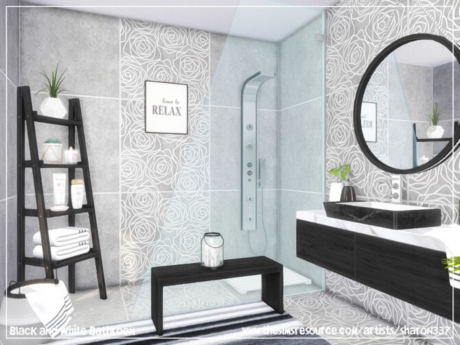 Sims 4 Black and White Bathroom by sharon337 at TSR