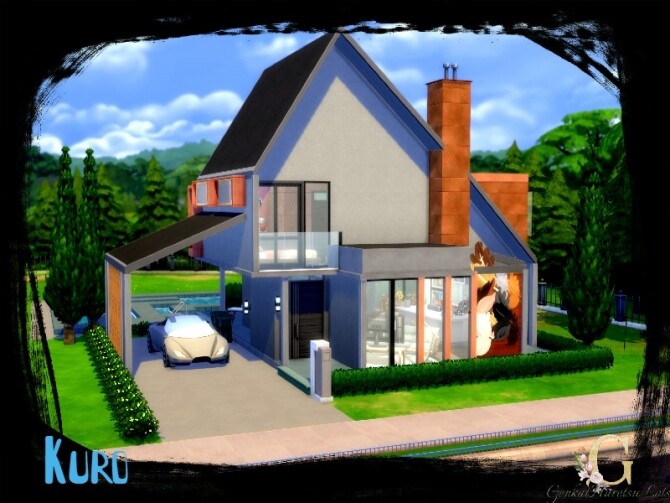 Sims 4 Kuro Modern house for big family by GenkaiHaretsu at TSR