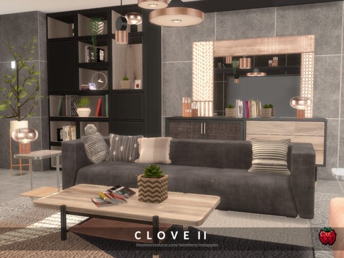 Sims 4 Clove living room by melapples at TSR