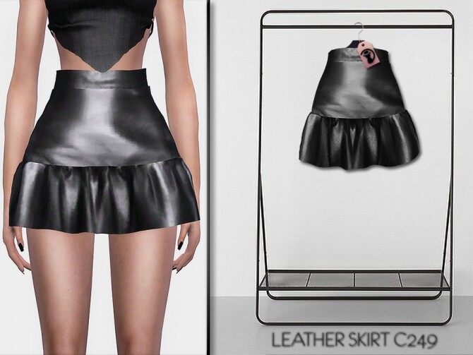 Sims 4 Leather Skirt C249 by turksimmer at TSR