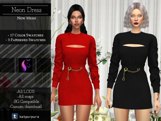 Sims 4 Neon Dress by KaTPurpura at TSR