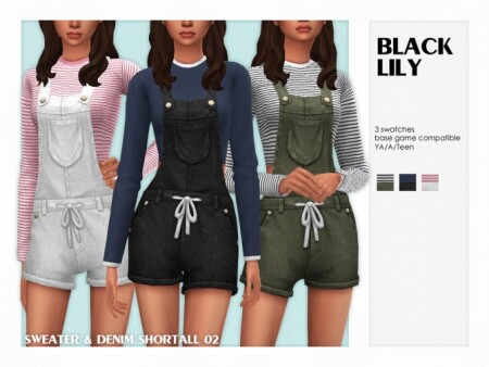 Sweater and Denim Shortall 02 by Black Lily at TSR