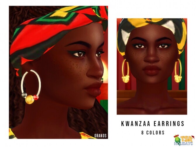 Sims 4 Kwanzaa Earrings Holiday Wonderland by OranosTR at TSR