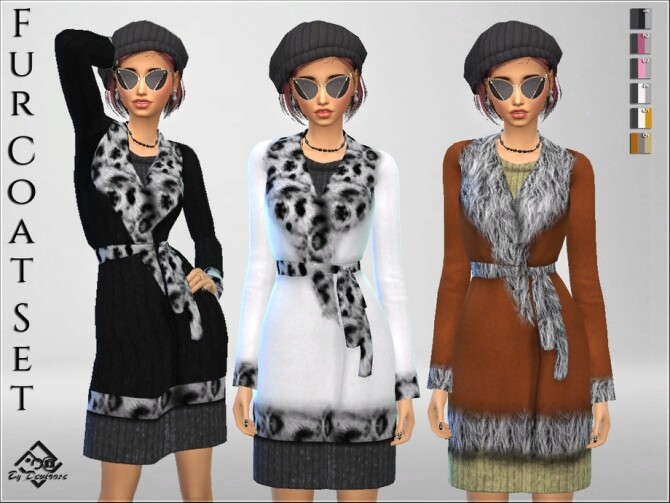 Sims 4 Fur Coat Set by Devirose at TSR
