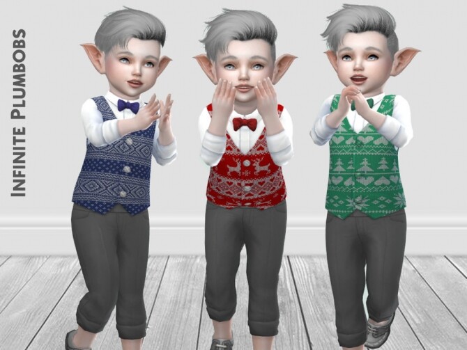 Sims 4 IP Toddler Christmas Waistcoat by InfinitePlumbobs at TSR