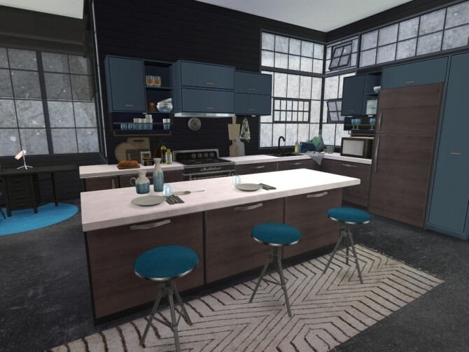 Sims 4 Brick & Steel Kitchen by fredbrenny at TSR