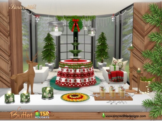 Sims 4 Christmas Buffet Holiday Wonderland by SIMcredible at TSR