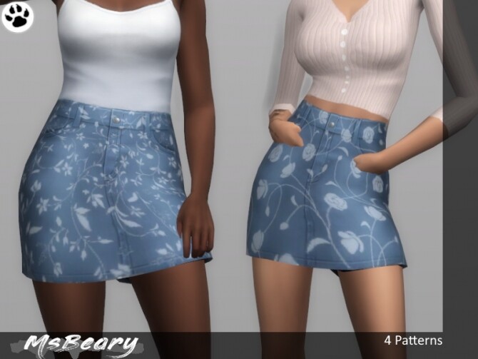Sims 4 Recolored Floral Skirt by MsBeary at TSR