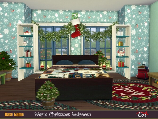 Sims 4 Warm Christmas Bedroom by evi at TSR