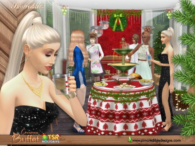 Sims 4 Christmas Buffet Holiday Wonderland by SIMcredible at TSR