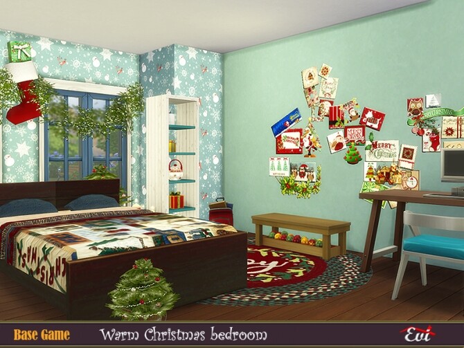 Sims 4 Warm Christmas Bedroom by evi at TSR