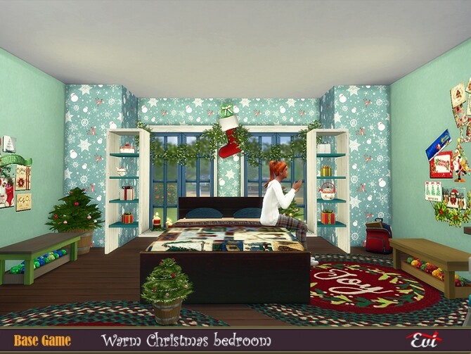 Sims 4 Warm Christmas Bedroom by evi at TSR