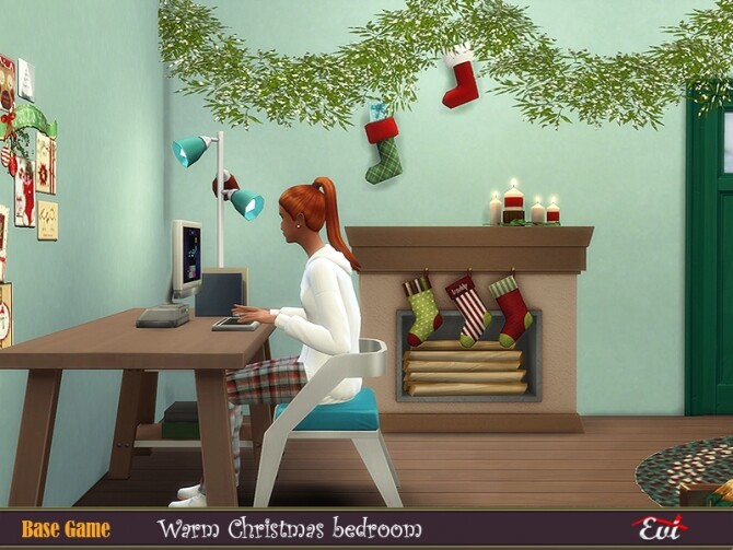 Sims 4 Warm Christmas Bedroom by evi at TSR