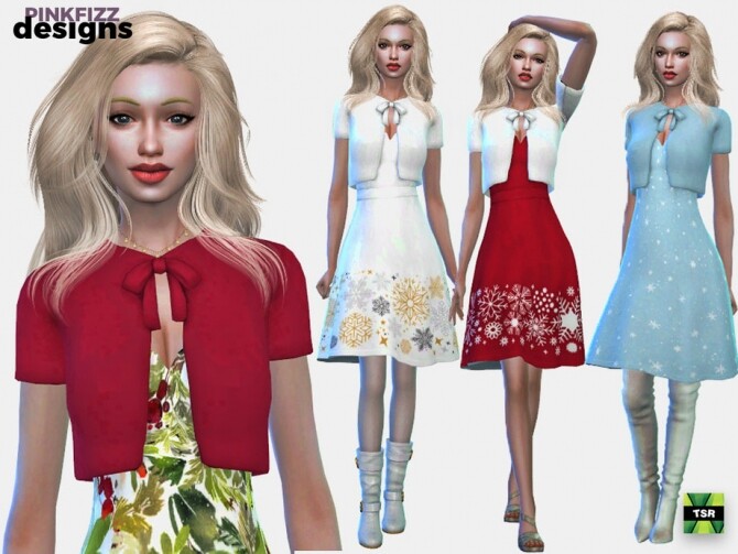 Sims 4 Party Christmas Dress by Pinkfizzzzz at TSR