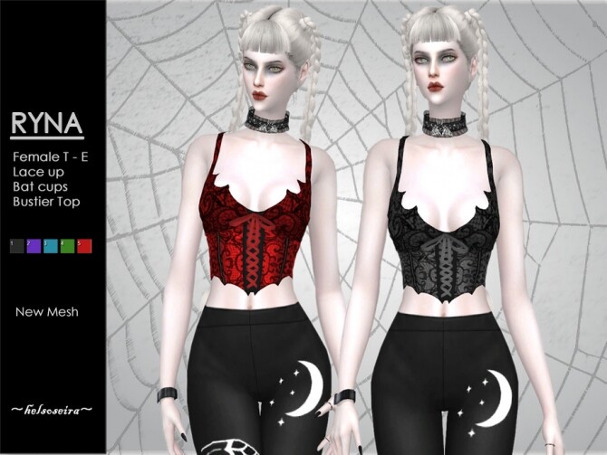 Sims 4 RYNA Gothic Bat Top by Helsoseira at TSR