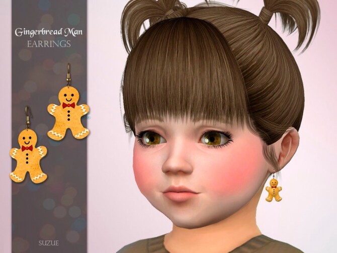 Sims 4 GingerbreadMan Toddler Earrings by Suzue at TSR