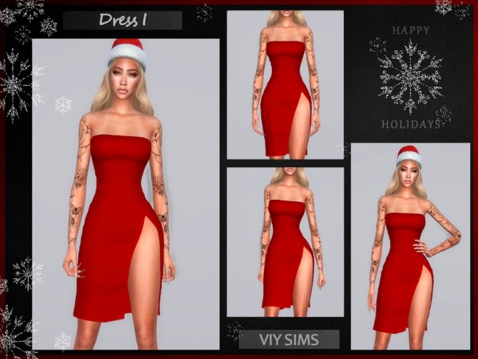 Sims 4 Dress Christmas VI by Viy Sims at TSR