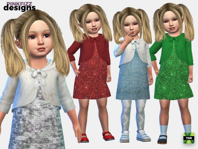 Sims 4 Tiny Junior Glitter Dress by Pinkfizzzzz at TSR
