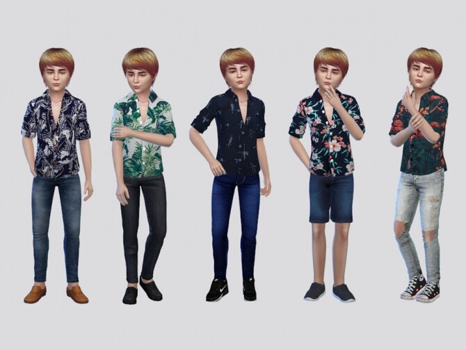 Sims 4 True Colors Printed Shirt Boys by McLayneSims at TSR