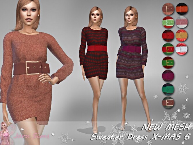 Sims 4 Sweater Dress X MAS 6 by Jaru Sims at TSR