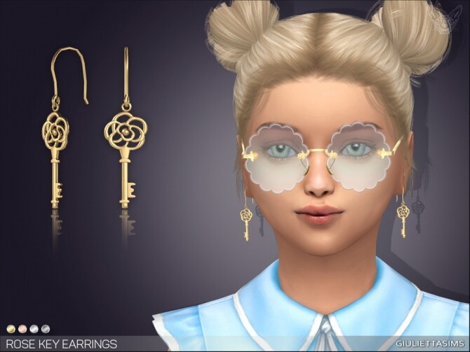 Sims 4 Rose Key Earrings For Kids by feyona at TSR