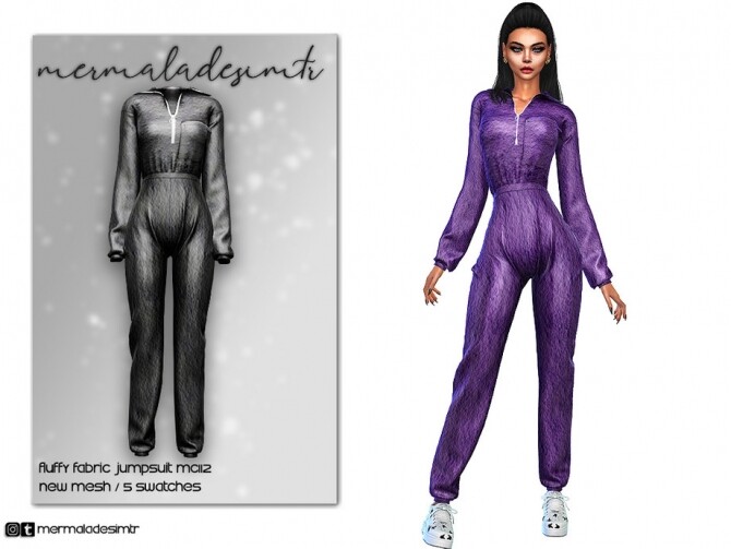 Sims 4 Fluffy Fabric Jumpsuit MC112 by mermaladesimtr at TSR